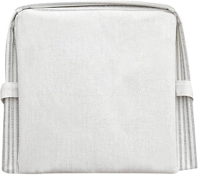 Foldable Waterproof Laundry Hamper Basket with Handles – Grey Stripe
