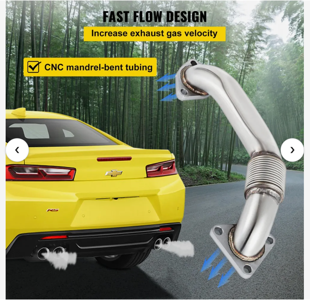 Header Bolt On Passenger Side up-Pipe with Gaskets Fits for 2001-2016 GM 6.6L