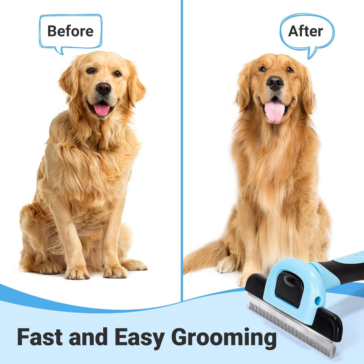 Pet Grooming Brush, Deshedding Tool for Dogs & Cats, Effectively Reduces