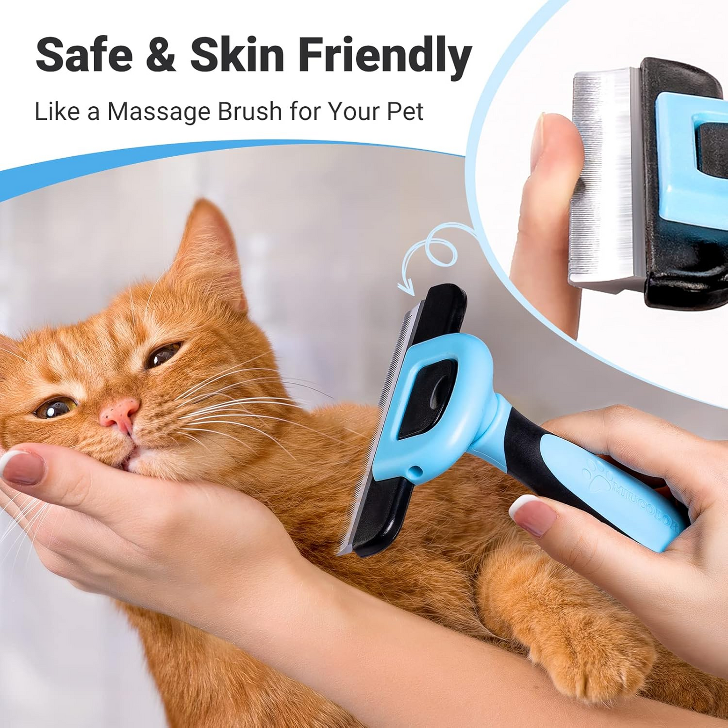 Pet Grooming Brush, Deshedding Tool for Dogs & Cats, Effectively Reduces