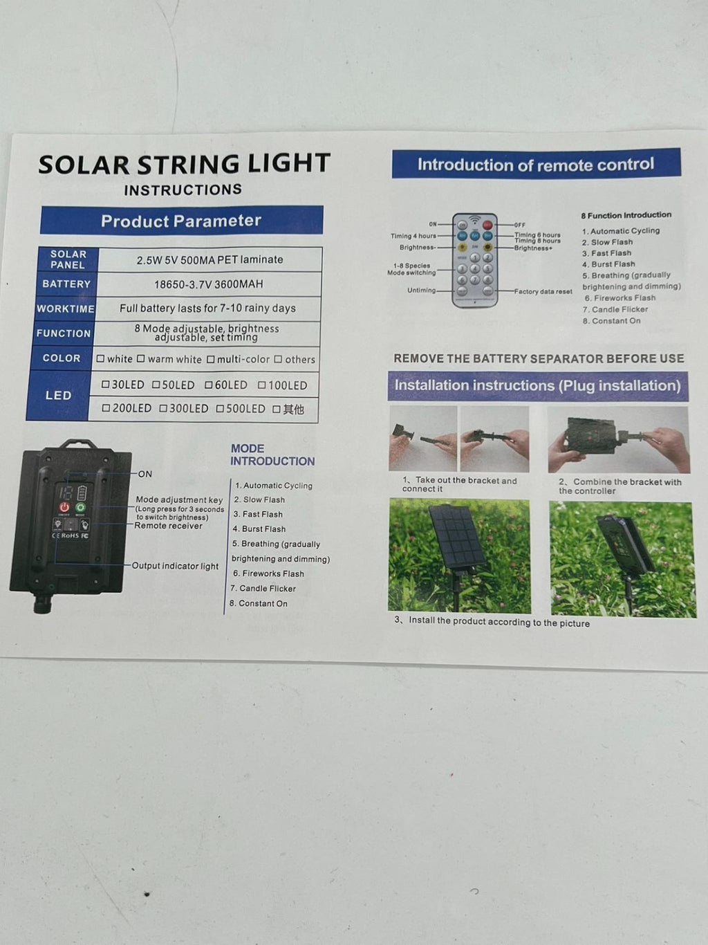 Solar String Lights LED Outdoor String Lights -Shatterproof,Waterproof