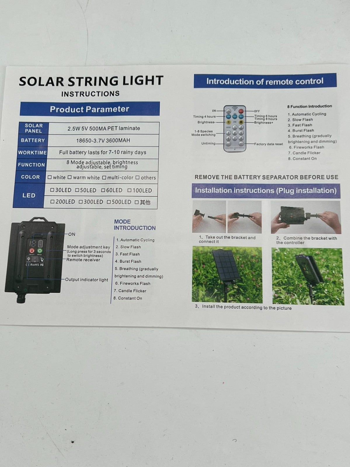 Solar String Lights LED Outdoor String Lights -Shatterproof,Waterproof