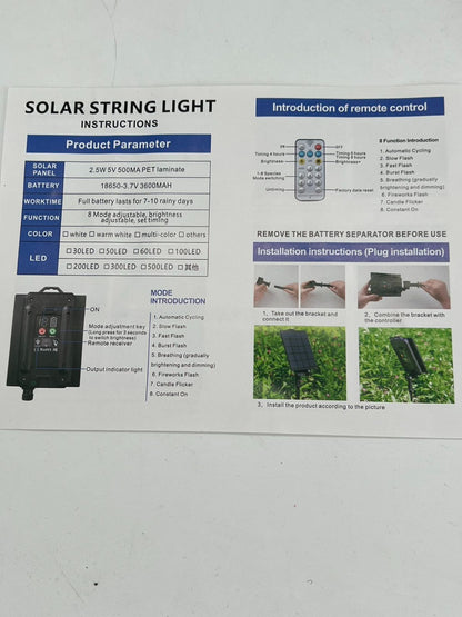 Solar String Lights LED Outdoor String Lights -Shatterproof,Waterproof