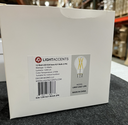 Dimmable LED Light Bulb, 12 Watt, Medium Base E26 2700K (Warm White)