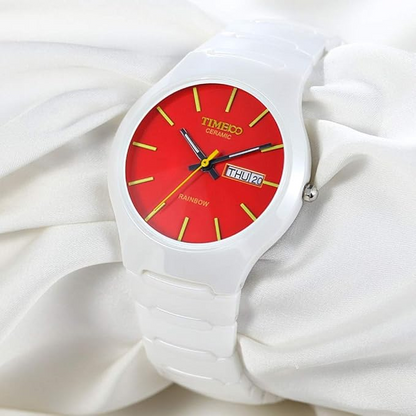 women's and men's quartz watches, ceramic watches with calendar function, quartz