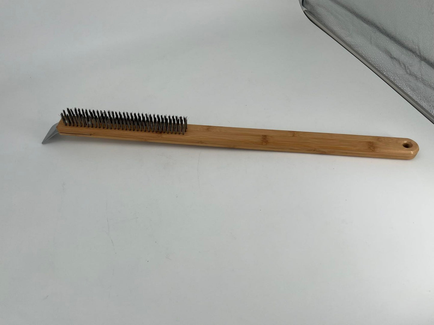 Pizza Oven Brush with Scraper, Pizza Stone Cleaning Brush, Brass Bristles Pizza