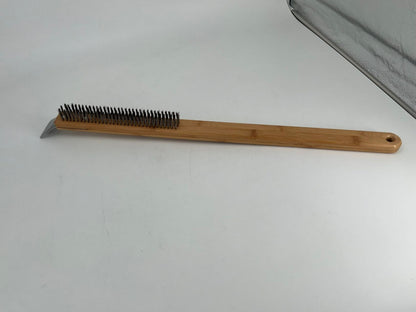 Pizza Oven Brush with Scraper, Pizza Stone Cleaning Brush, Brass Bristles Pizza
