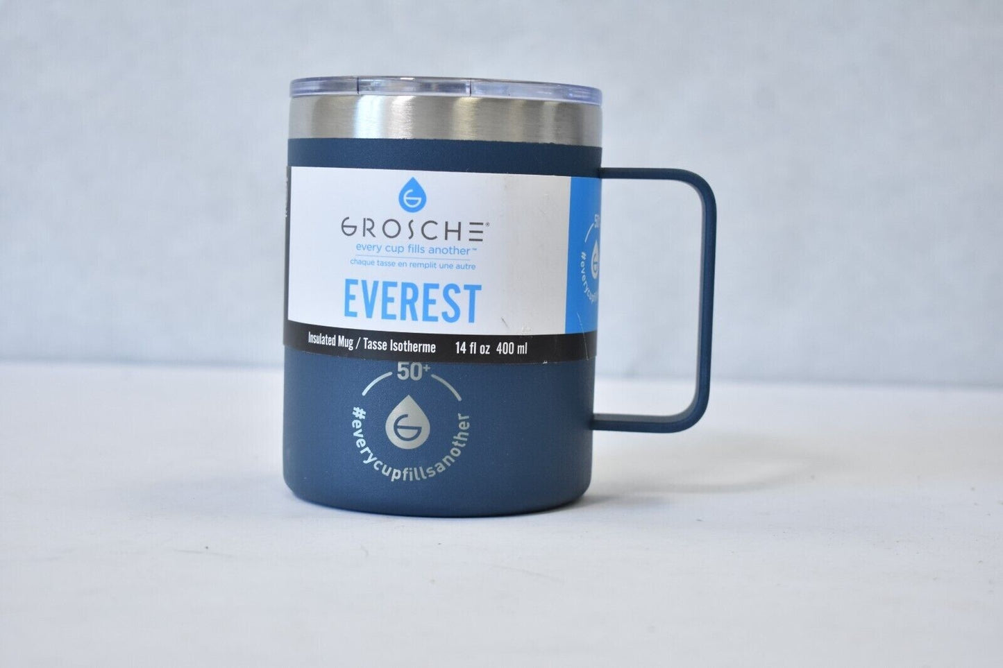Grosche Everest Double Wall Insulated Travel Mug Navy Blue 14 oz 400mL.