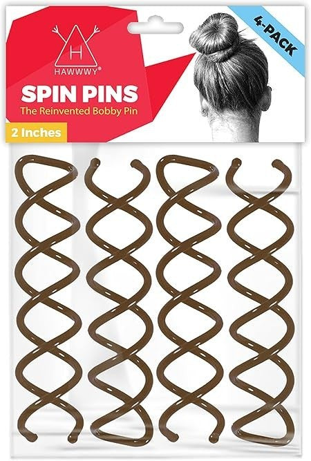 Hawwwy Spiral Bobby Pins 4 Pack Spin Pins, Easy & Fast Bun Maker Twist Hair Pins