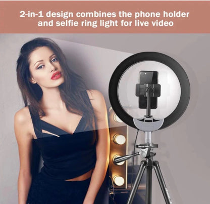 UBeesize 10.2" Selfie Ring Light with 50" Tripod Stand & Flexible Phone Holder f
