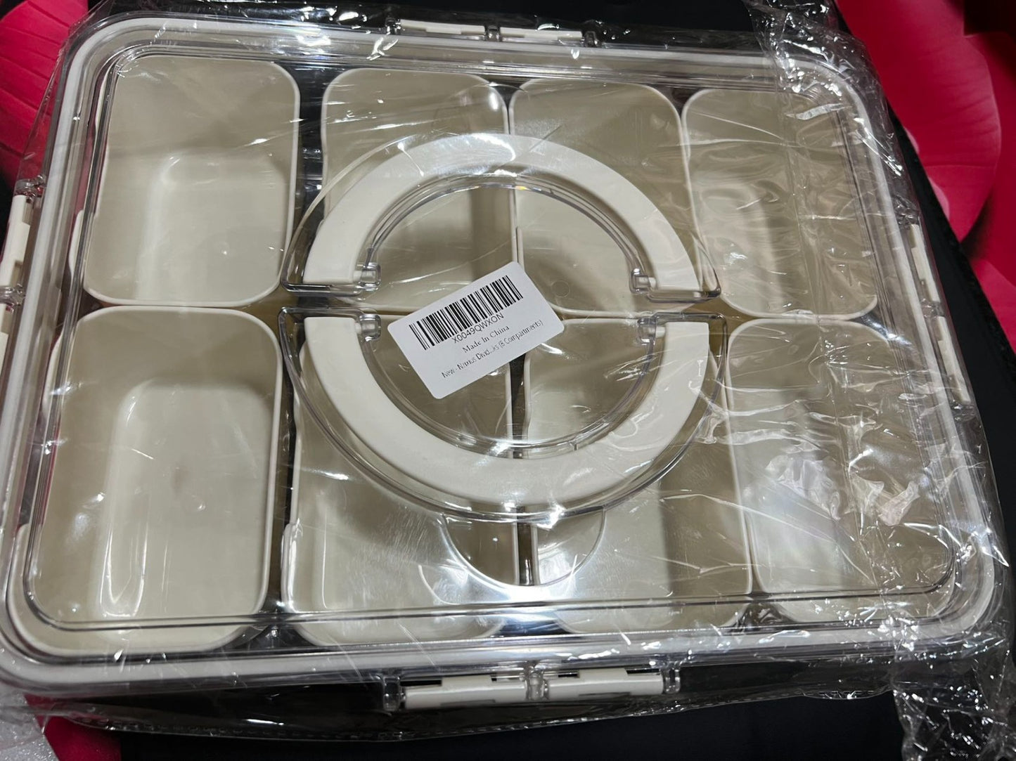 8 Compartment Snackle Box Container, Divided Serving Tray with Lid and Handle
