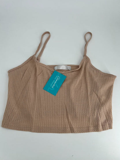 Women's Cami Top & Pants, Pajamas with Pockets, Spaghetti Straps Beige Size L