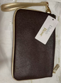 Zip wristlet Wallet and Phone Clutch - RFID Blocking Protection Brown