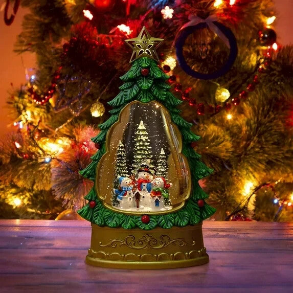Christmas Snow Globe Lantern with Music – Snowman Choir, USB/Battery Powered, 5.
