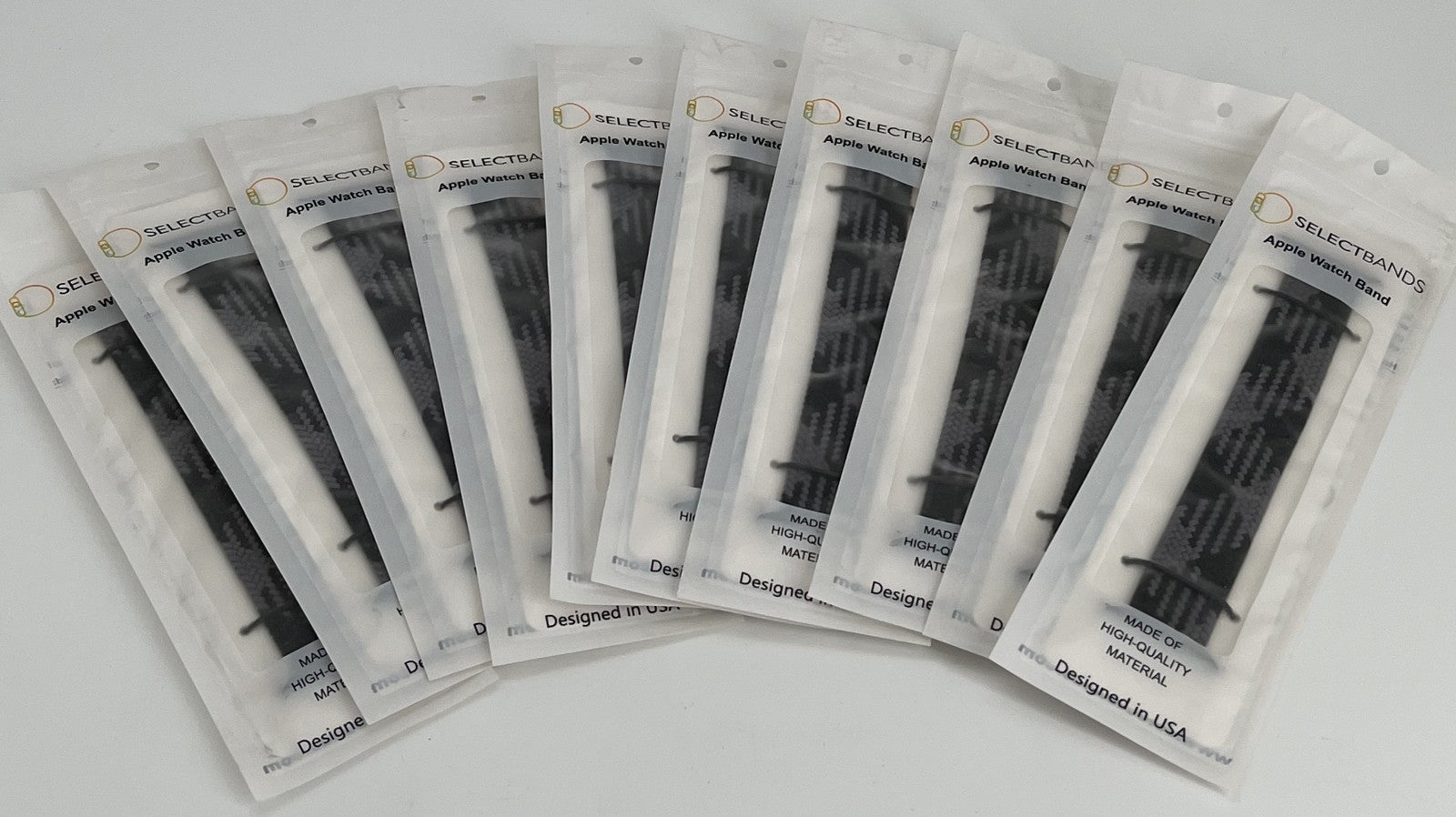 10-Pack L  Black/Grey  Solid Loop  Watch Bands 0.8 x 6.5Inch , Fits 38mm/40mm/41
