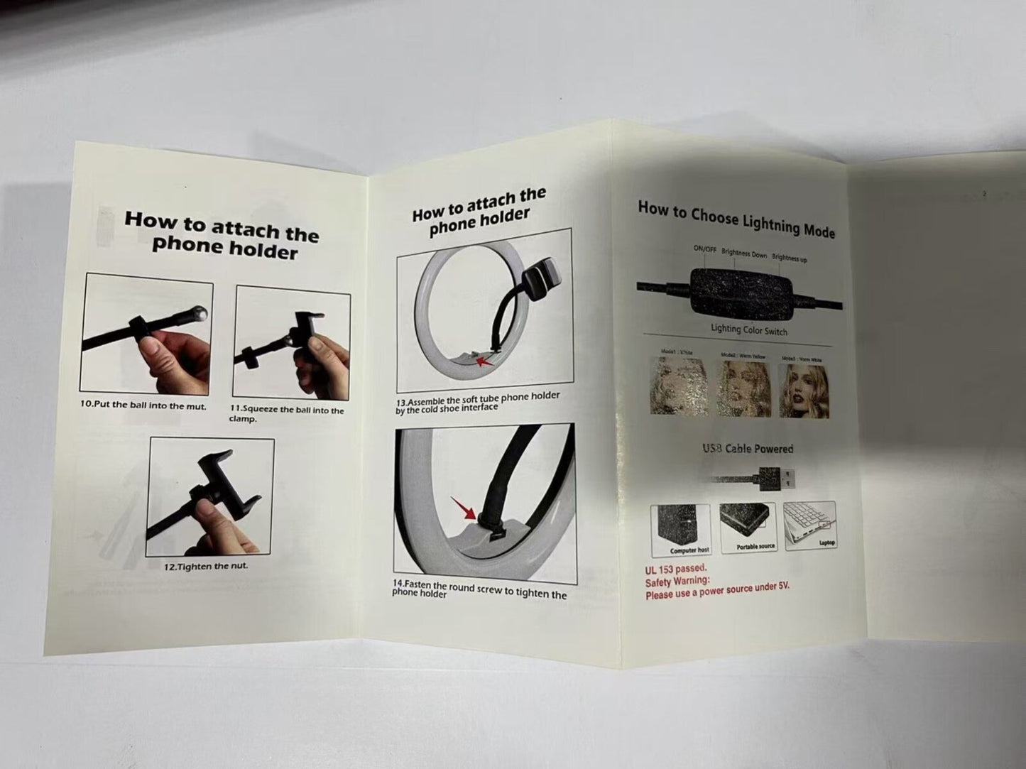 UBeesize 10.2" Selfie Ring Light with 50" Tripod Stand & Flexible Phone Holder f