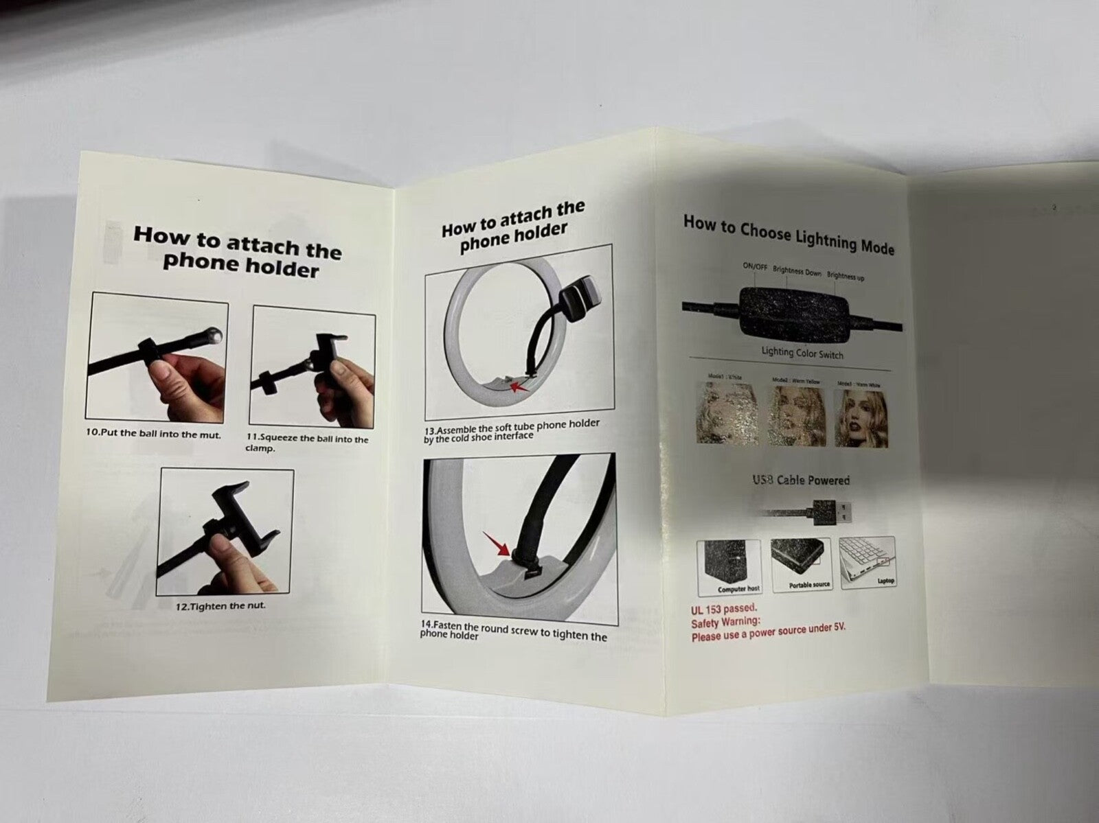 UBeesize 10.2" Selfie Ring Light with 50" Tripod Stand & Flexible Phone Holder f