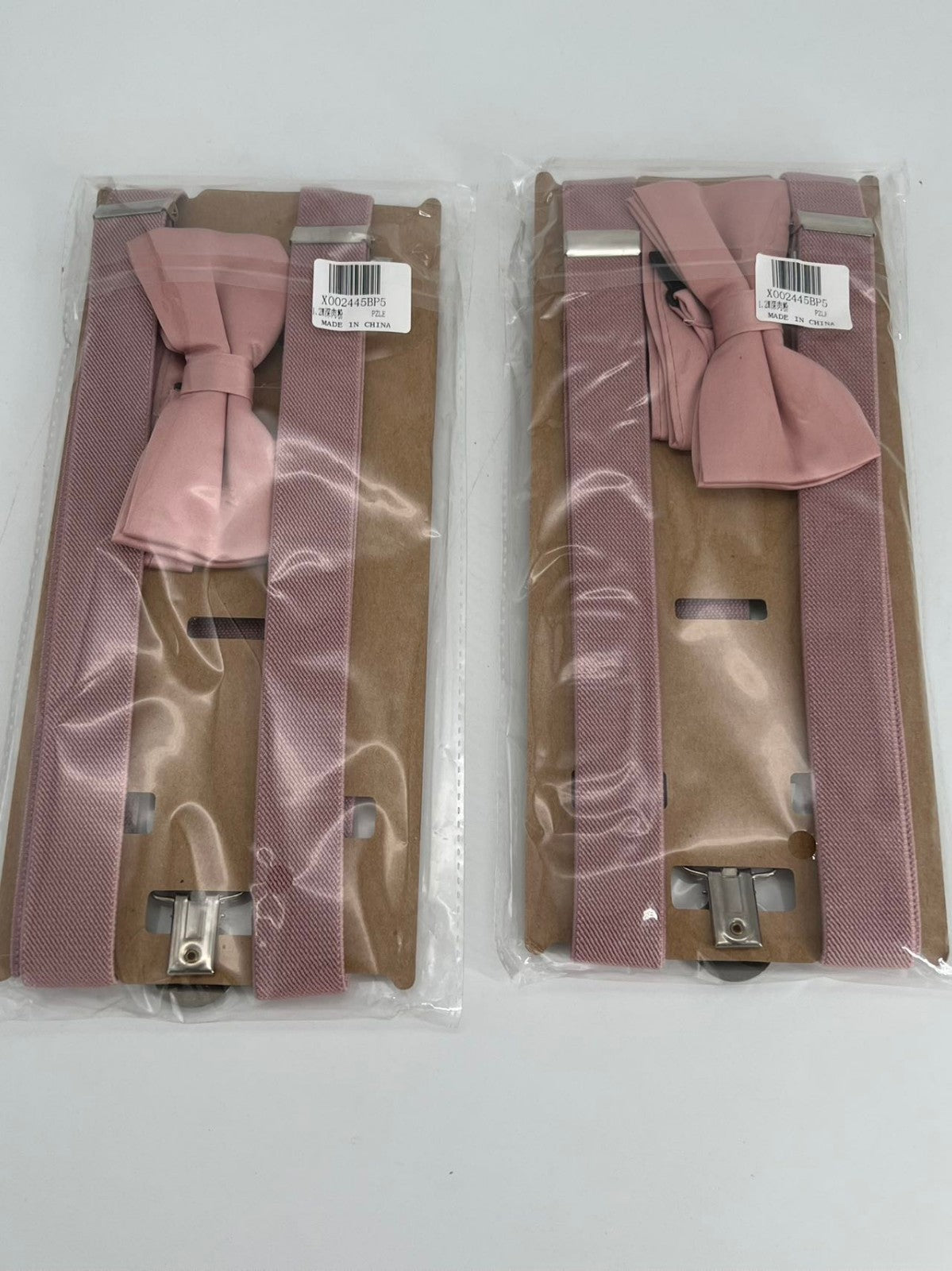 2pcs Pink Suspenders & Bow Tie Set – Adjustable