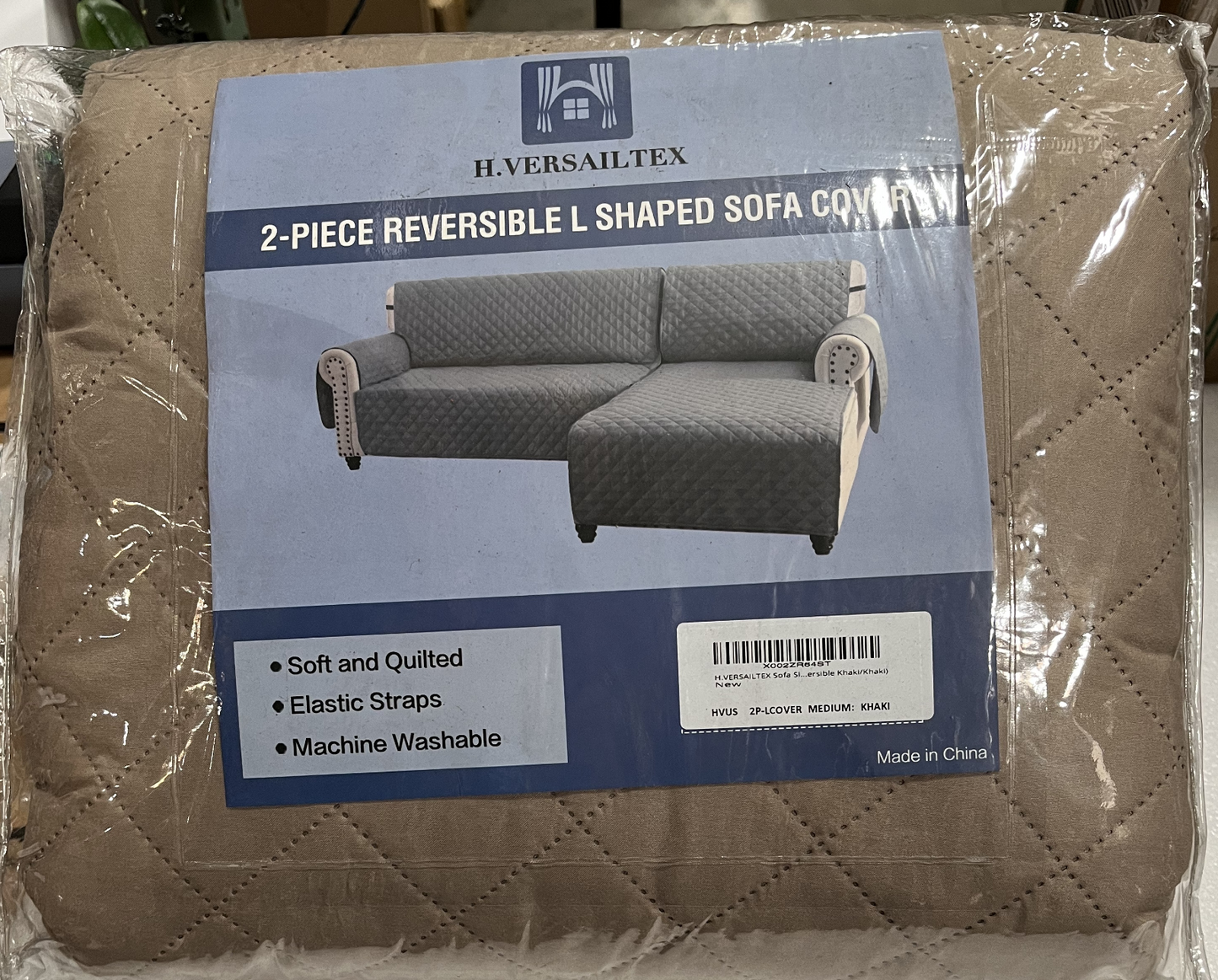 Waterproof Non-Slip Sofa Cover for Dogs, Cotton Soft, 2PC, Medium, Khak