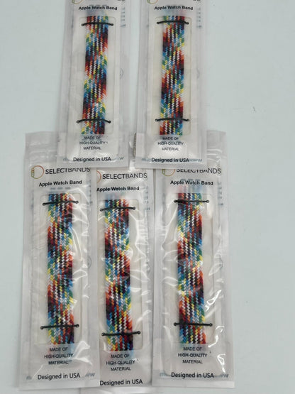 5- Pack S Color Burst  Loop Watch Bands 0.8 x 6.2 Inch  Fits 42mm/44mm/45mm