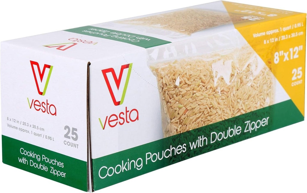 Double Zipper Clear Food Storage Bags, No Vacuum Needed, 8” x 12”, 25-Pack