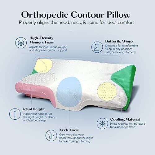 SUTERA - Contour Memory Foam Pillow for Sleeping Orthopedic Cervical Support