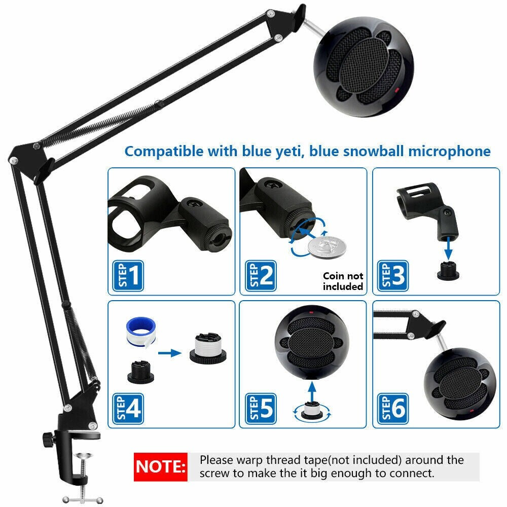 Microphone Stand, Adjustable Microphone Suspension Boom Scissor Arm Stand