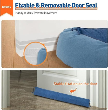 34in×4in  Under Door Draft Stopper-Weighted Noise&Wind Blocker ,Blue