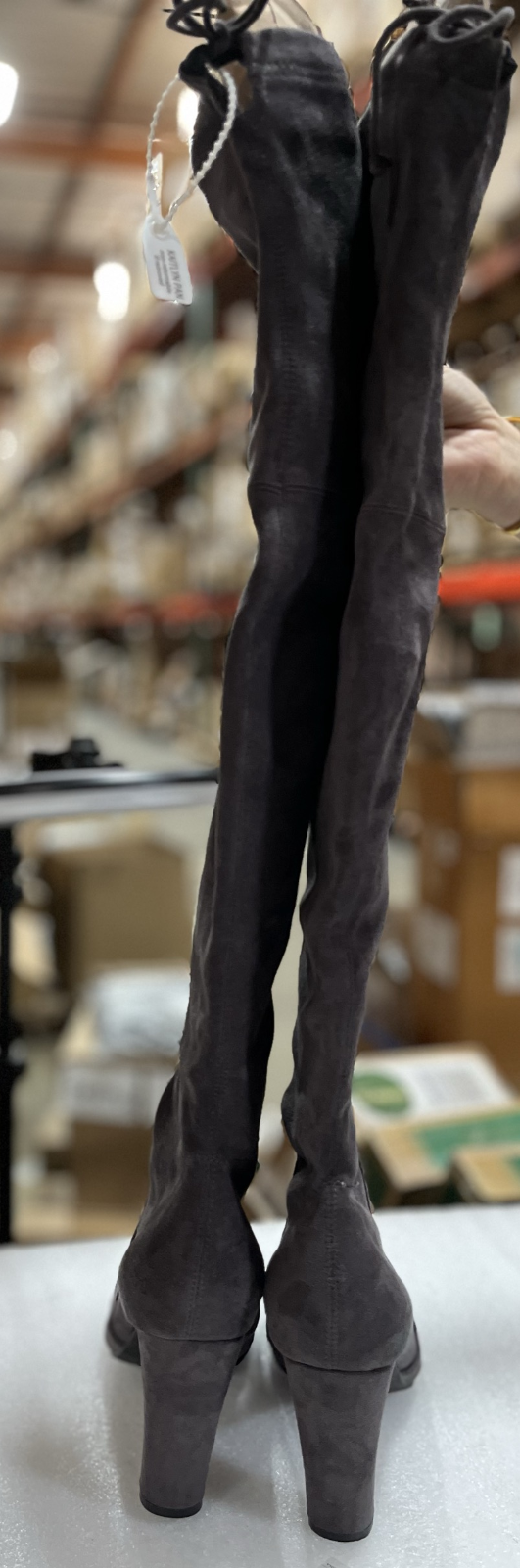 Slim Fit Over The Knee High Heel Boots， Dark Gray，Size:9.5.