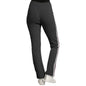 Womens Stretch Rib Sweatpants High Waist Contrast Color Seam Stripes  Color:Char