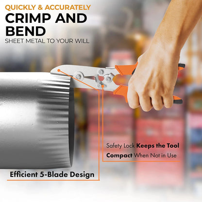 5-Blade Sheet Metal Crimper – Crimp 24 Gauge Steel and 28 Gauge Stainless Steel