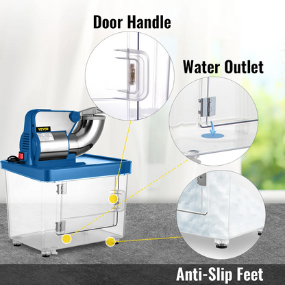 Commercial Electric Ice Shaver 440lbs/h, Snow Cone Machine with Dual Blades, Sta