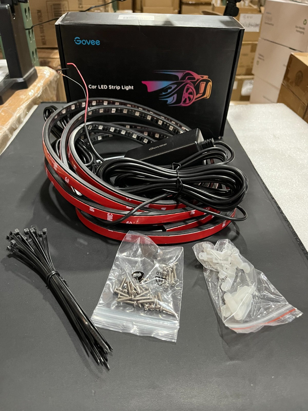 H6185-Car Interior LED Strip Lights – 4PCS (2×47.2in + 2×35.4in), 12V,