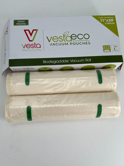 VestaEco Compostable Vacuum Seal Bags 11X20 Inches 2 ROLLS
