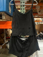 Women's Satin Sleeveless Top & PJ Shorts Pajamas Set black Size XL