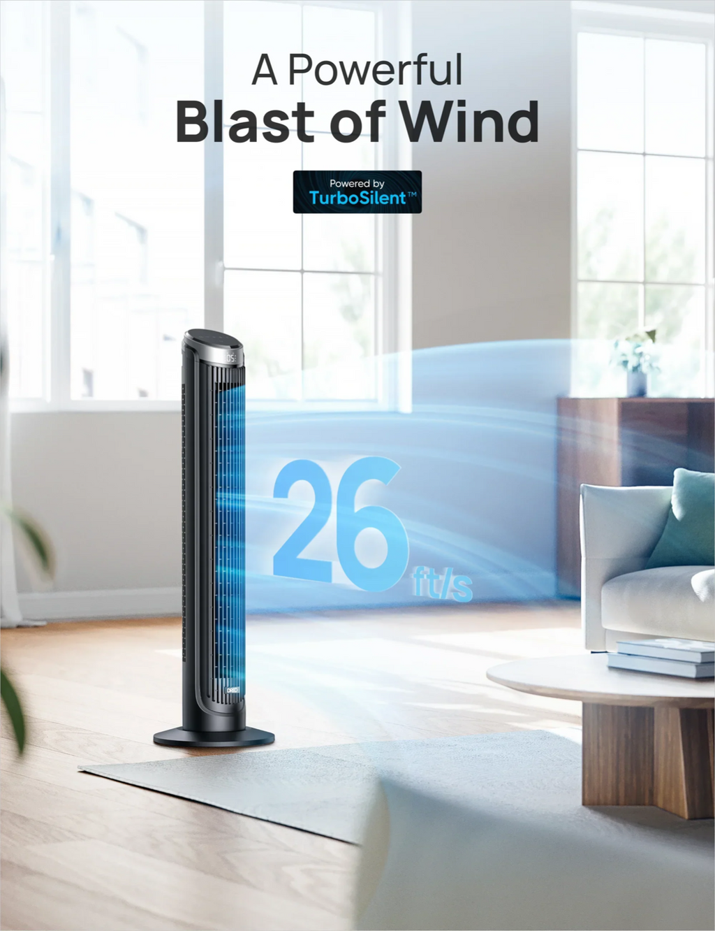Smart Tower Fans for Home,Remote, WiFi/Voice Control Standing Fan-open box