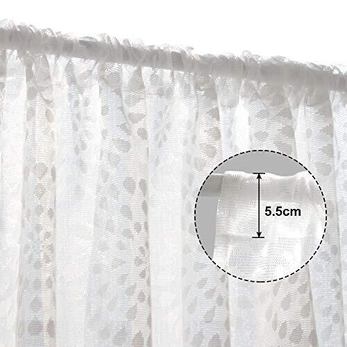 ZHH White Lace Valance Curtains Embroidery Semi Kitchen Valances H 15” x W 59”