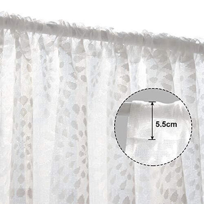 ZHH White Lace Valance Curtains Embroidery Semi Kitchen Valances H 15” x W 59”