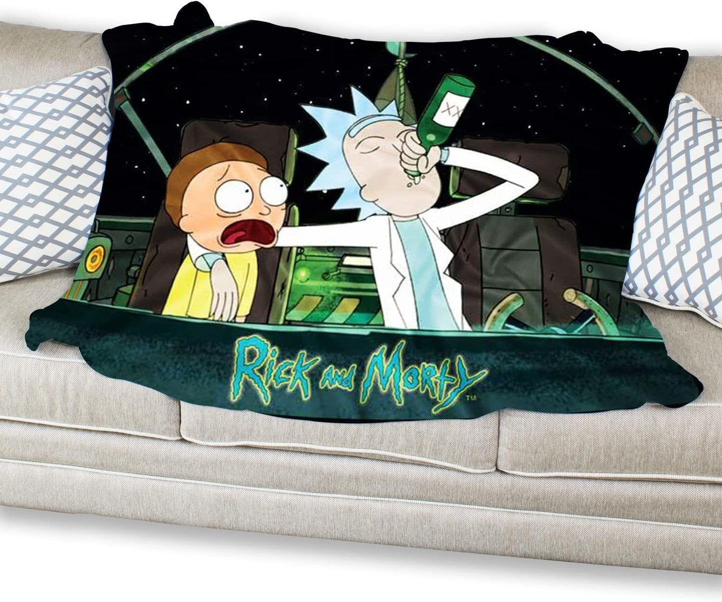 Rick and Morty Spaceship Fleece Throw Blanket, 45” x 60”