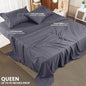 Queen Bed Sheet Set – 1 Fitted Sheet, 1 Flat Sheet, 2 Pillowcases, Solid Gray