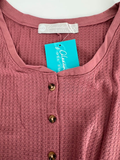 Women's Waffle Knit Thermal  Pajama Romper  Rose 2X