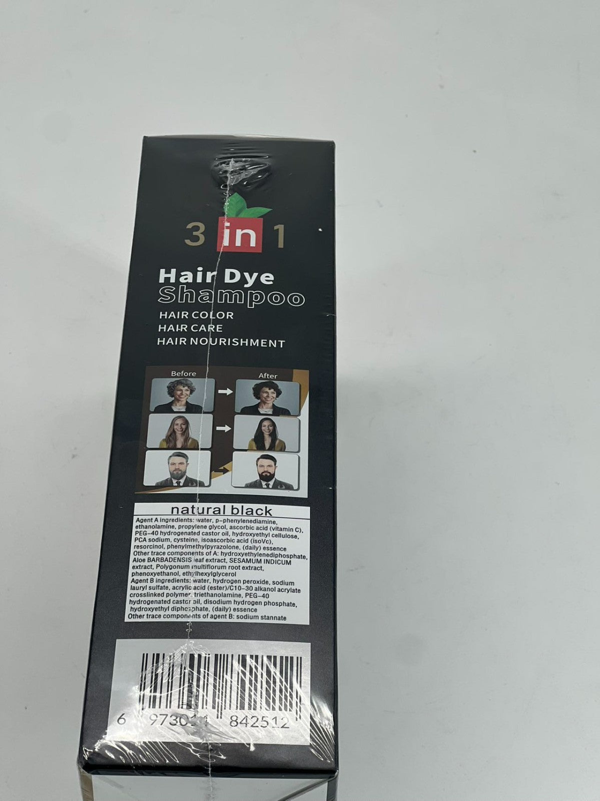 Black Hair Dye Shampoo Instant 3 in 1