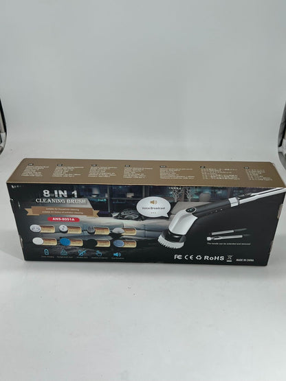 Rechargeable Cordless Spin Scrubber Electric Scrub Cleaning Brush 8 Heads Voice.