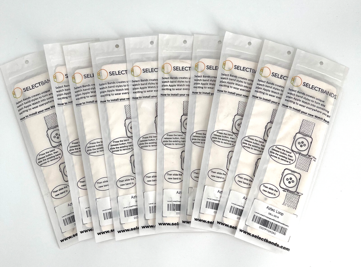 10-Pack Champagne Solid Loop Apple Watch Bands, 0.8 x 7.1Inch, Fits 42mm/44mm/45