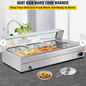 VEVOR 110V Bain Marie Food Warmer 6 Pan x 1/2 GN,Food Grade Stainelss Steel
