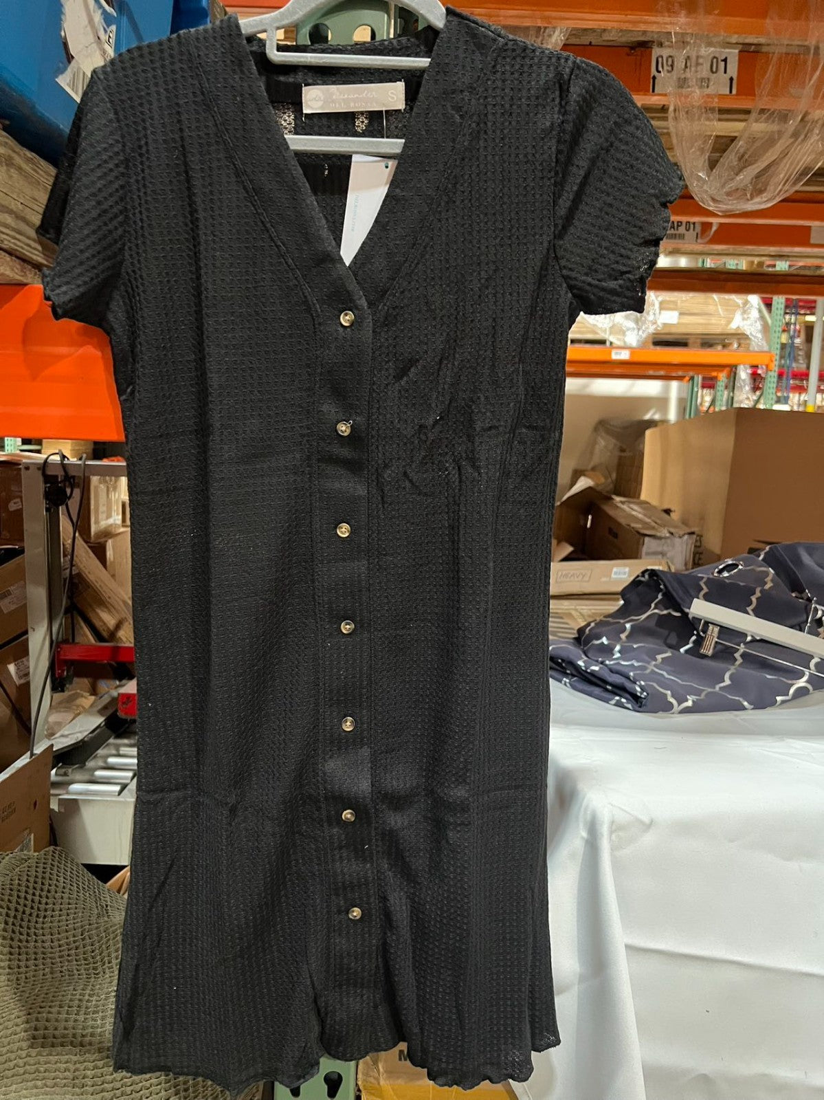 Nightshirt, Lightweight Button Down Pajama Top black Size S