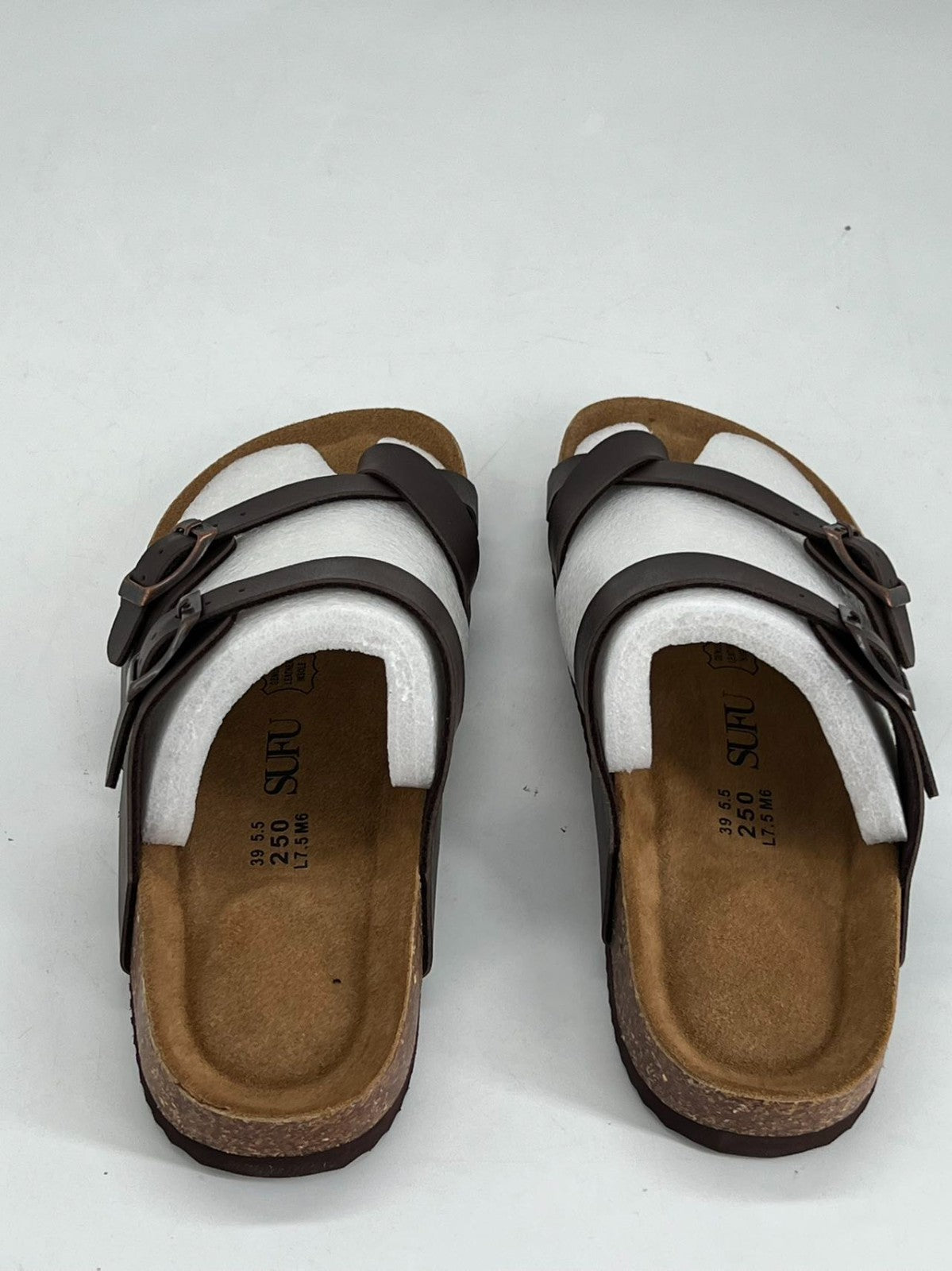 Women's Cork Footbed Sandals Double Adjustable Buckle Slide Sandals Slip On Walk.