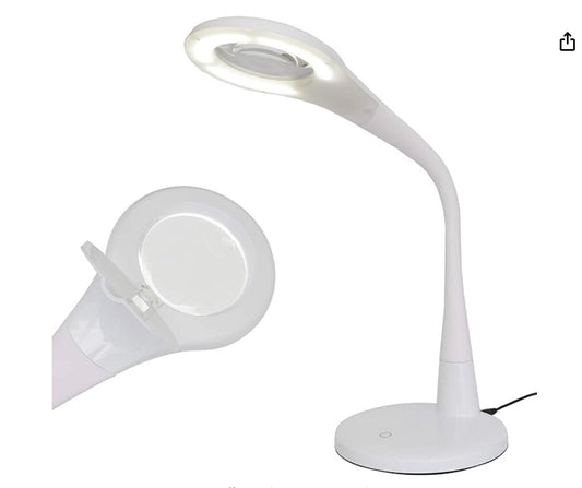 Multifunctional Dimmable LED Modern Desk Lamp with 5X Magnifying Glass. Ultra Br