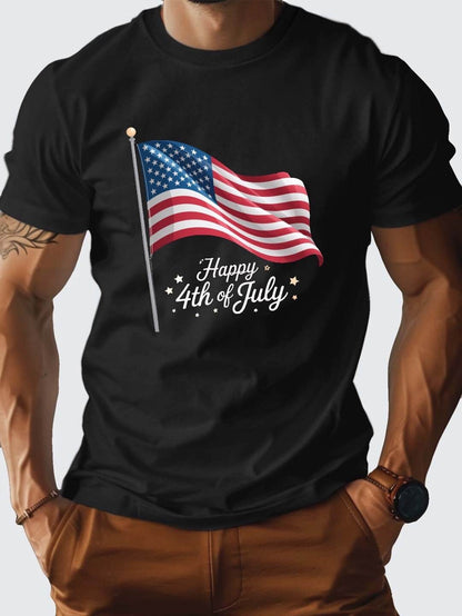 4th Of July Waving American Flag Festive Scene For Adult Size S-XL T-Shirt