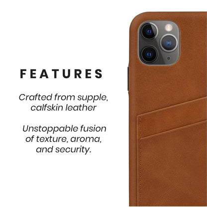 Leather Portfolio Case for iPhone 11 | Premium Sienna Brown Leather